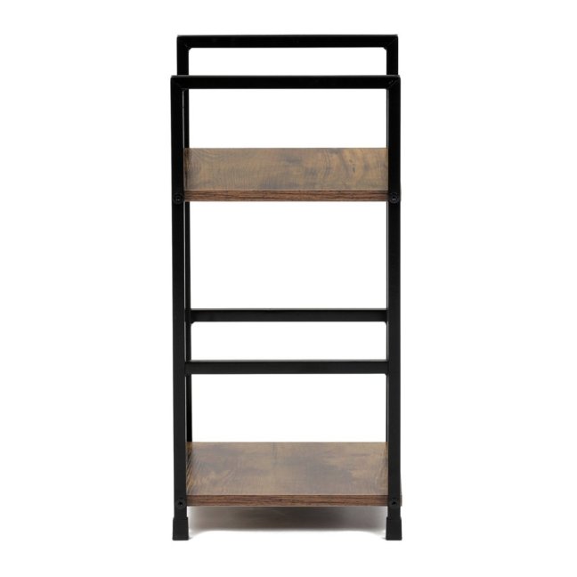 Regál TIREK — kov, MDF, černá / dekor starého dřeva