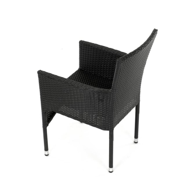 Zahradní křeslo BRIGITA — kov, umělý ratan, černá