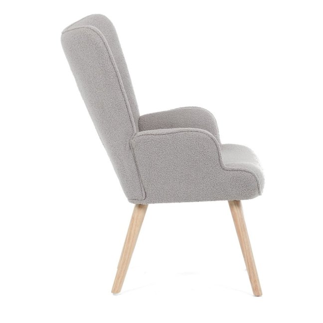 Relaxační křeslo ušák ROMEO — masiv, látka, přírodní / šedá