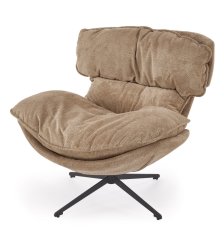 Otočné relaxační křeslo GREGOR — kov, látka, hnědá