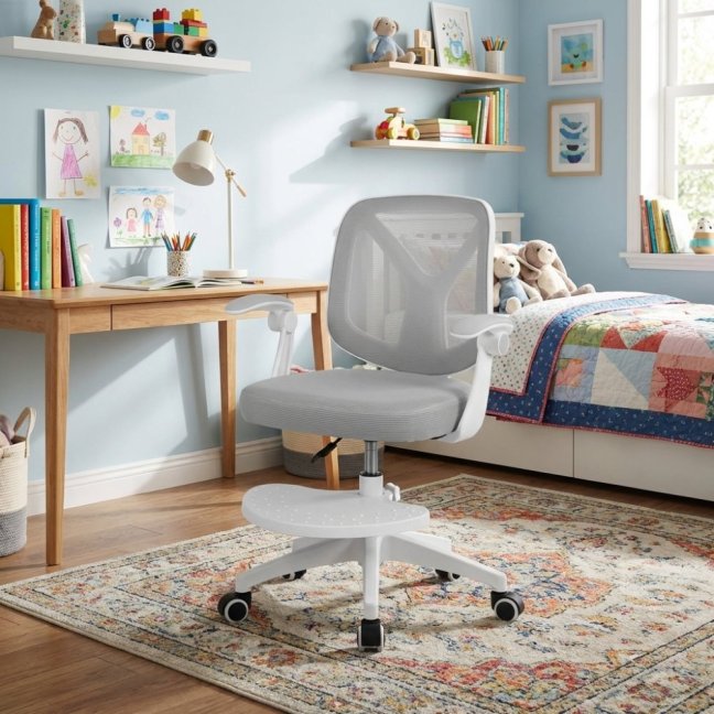 Dětská otočná židle Neoseat JUNI 010 s podnoží — látka, šedá