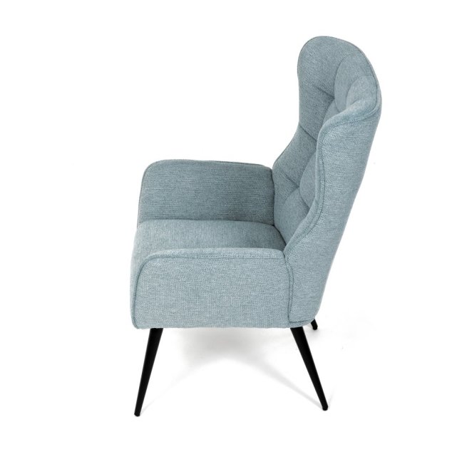 Relaxační křeslo ušák LOYD — látka, černá / mentolová