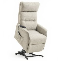TV křeslo KONRAD s elektrickým polohováním — látka, béžová, nosnost 150 kg