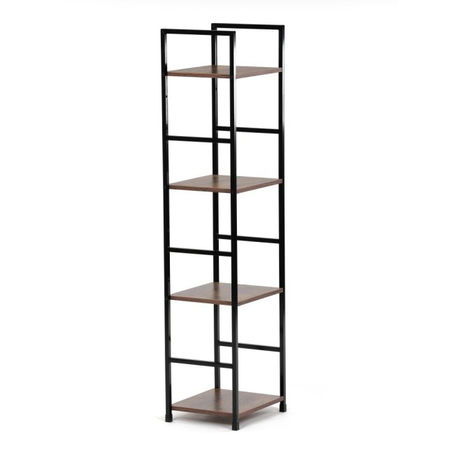 Regál TIREK III — kov, MDF, černá / dekor starého dřeva