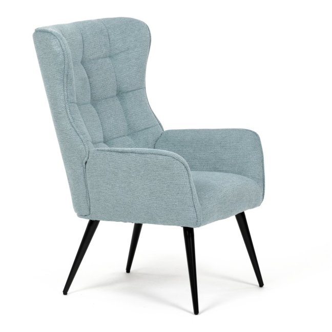 Relaxační křeslo ušák LOYD — látka, černá / mentolová