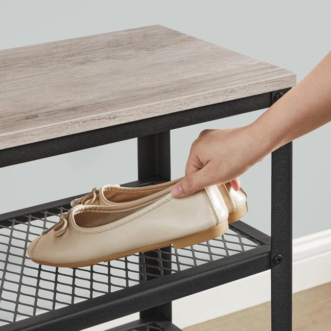 Botník LISA — kov, MDF, černá / šedá