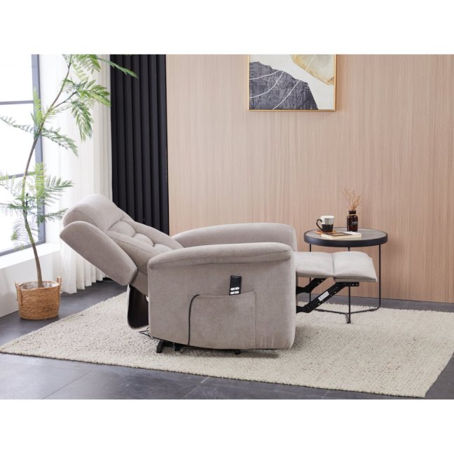 TV křeslo SARGON s elektrickým polohováním — 2 motory, látka, béžová