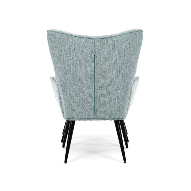 Relaxační křeslo ušák s taburetem ROYAL II — kov, látka, modrá