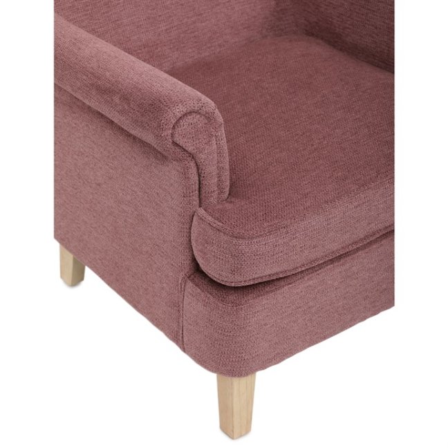 Relaxační křeslo ušák MAVEN — masiv, látka, přírodní / růžová