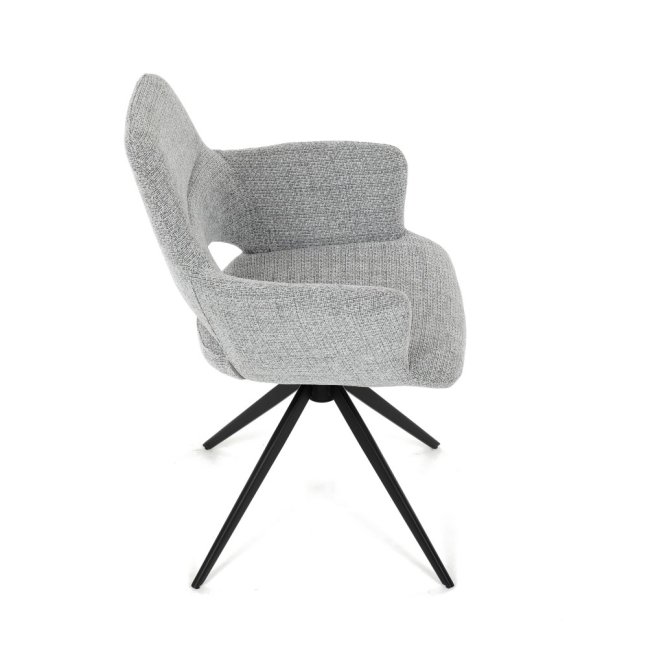 Jídelní otočné křeslo AMOS — kov, látka, šedá