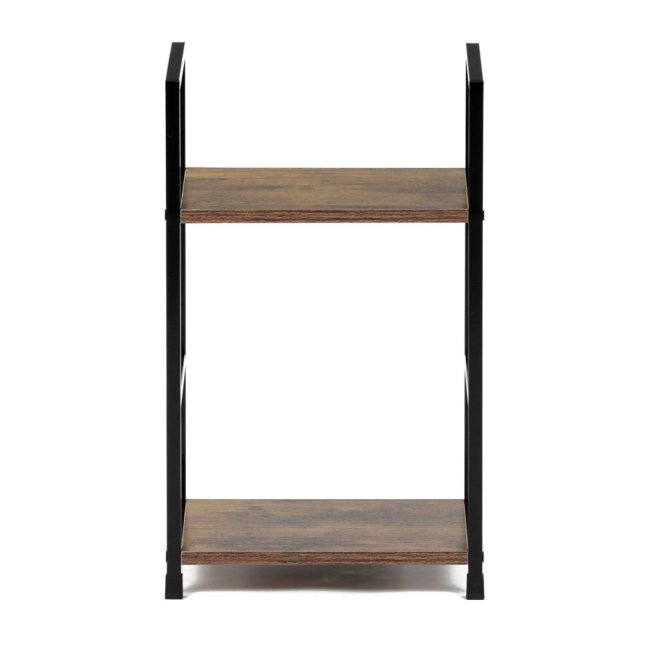 Regál TIREK — kov, MDF, černá / dekor starého dřeva