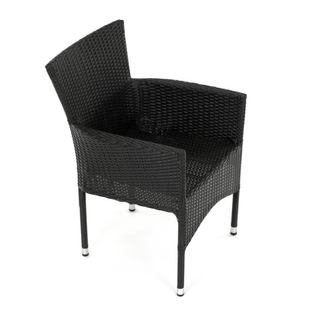 Zahradní křeslo BRIGITA — kov, umělý ratan, černá