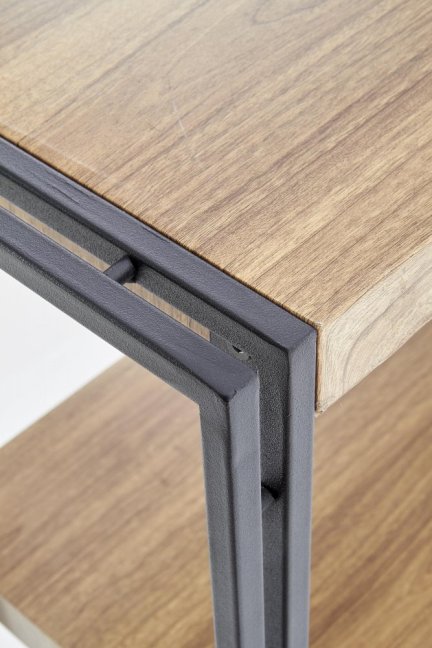 Regál BOLIVAR II — kov, MDF, černá / zlatý dub