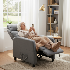 Relaxační polohovací TV křeslo MODO — látka, šedá, nosnost 130 kg