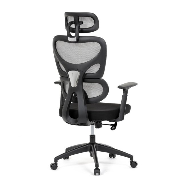 Kancelářská ergonomická židle GRANT — síť, látka, černá / šedá
