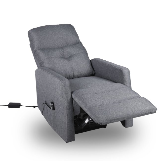 TV křeslo MODO PLUS s elektrickým polohováním — látka, šedá, nosnost 130 kg