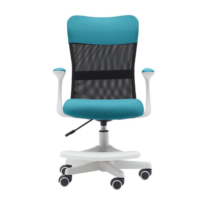 Dětská židle Neoseat MONKEY WHITE s podnoží — látka, bílá / tyrkysová