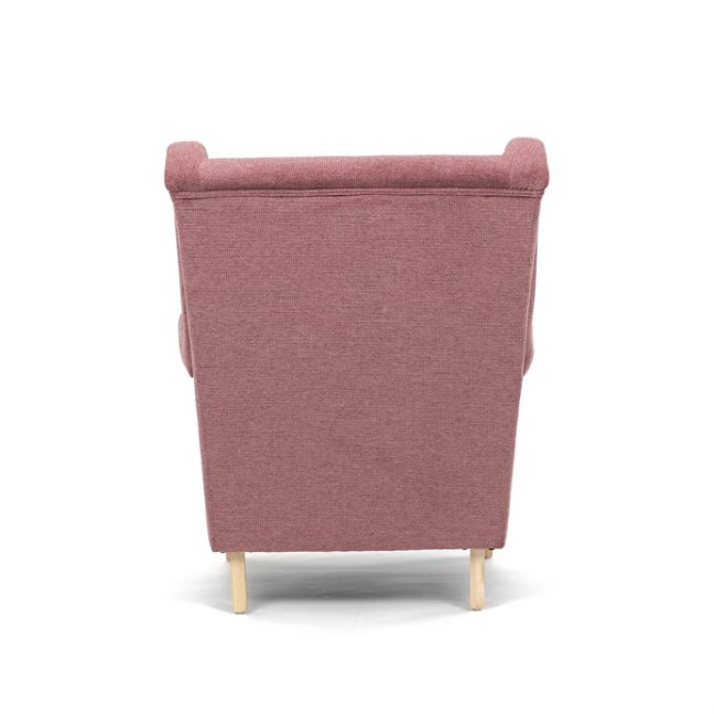 Relaxační křeslo ušák MAVEN — masiv, látka, přírodní / růžová