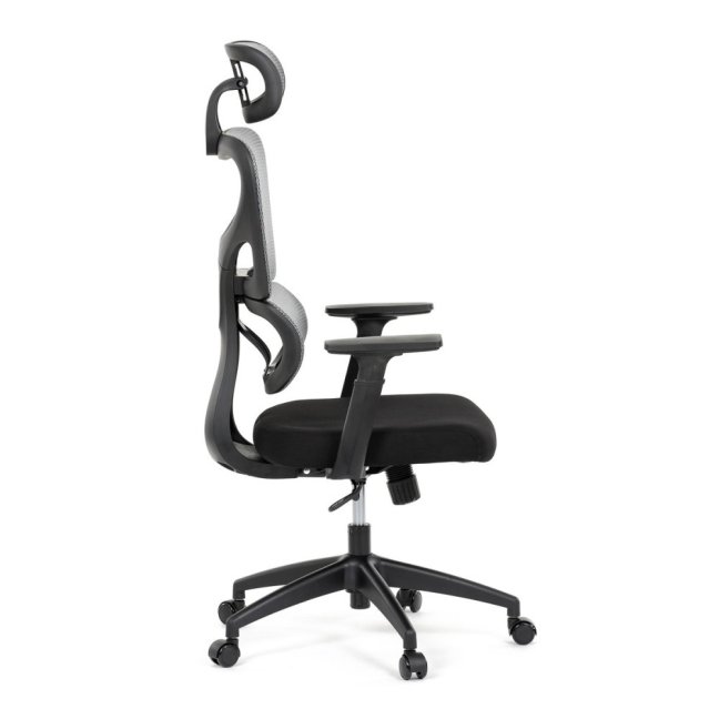 Kancelářská ergonomická židle GRANT — síť, látka, černá / šedá
