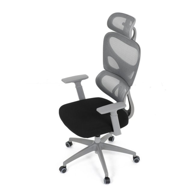 Kancelářská ergonomická židle GRANT II — síť, látka, šedá