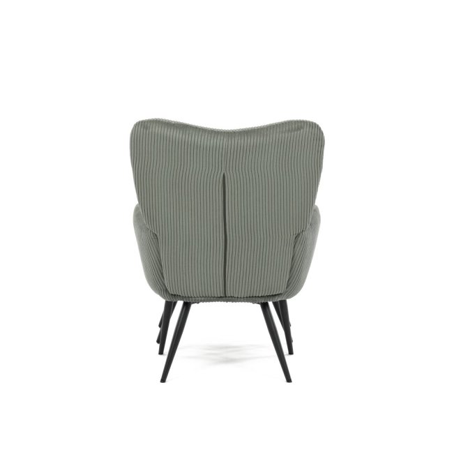 Relaxační křeslo ušák s taburetem ROYAL — kov, manšestr, zelená