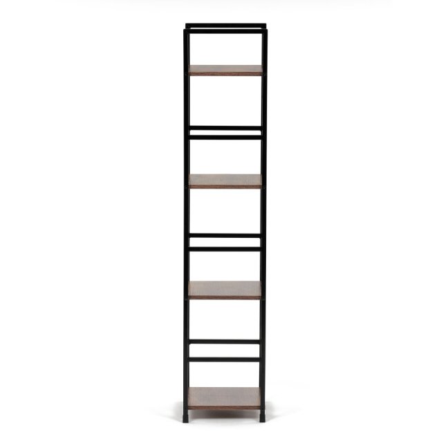 Regál TIREK III — kov, MDF, černá / dekor starého dřeva