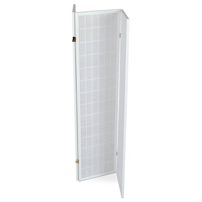 3dílný paravan LANT — dřevo, tkanina, bílá