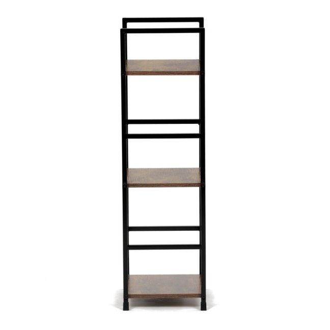 Regál TIREK II — kov, MDF, černá / dekor starého dřeva