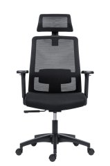 Kancelářská ergonomická židle DELFO — síť / látka, černá