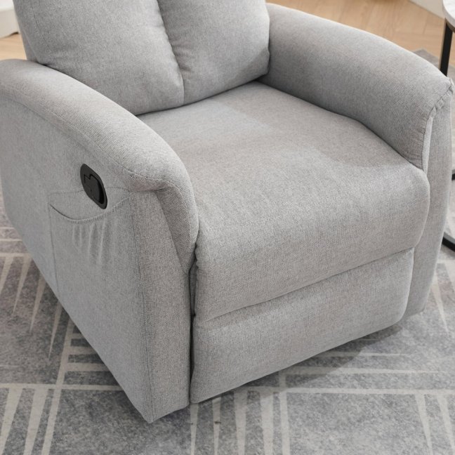 Relaxační polohovací TV křeslo ASTER — látka, světle šedá