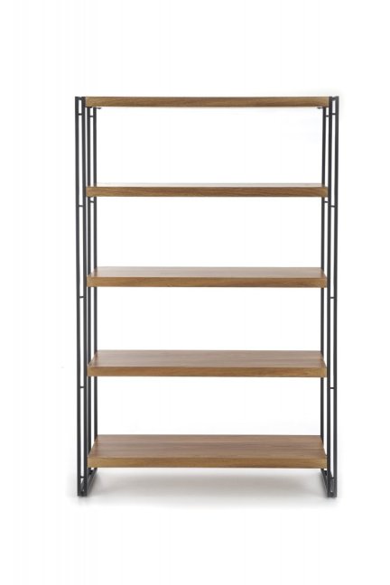 Regál BOLIVAR II — kov, MDF, černá / zlatý dub