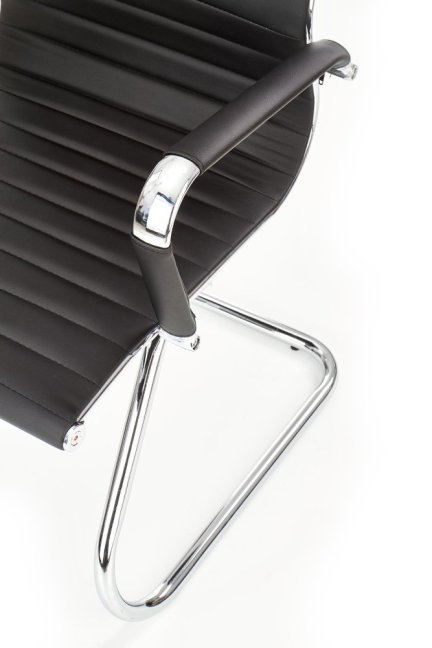 Konferenční židle PRESTIGE SKID — kov, ekokůže, černá