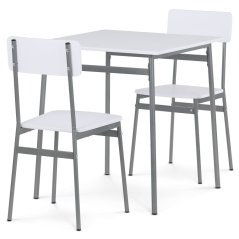 Jídelní set POLINA II — 2+1, kov, MDF, šedá / bílá