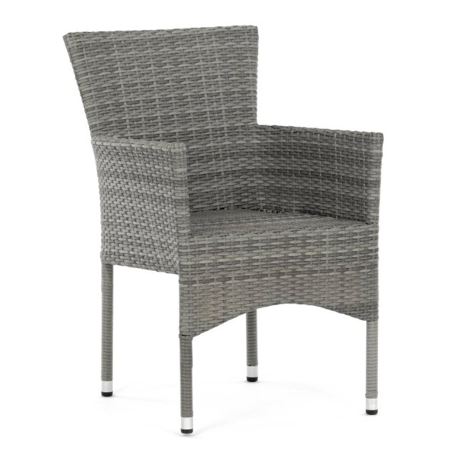Zahradní křeslo BRIGITA — kov, umělý ratan, šedá