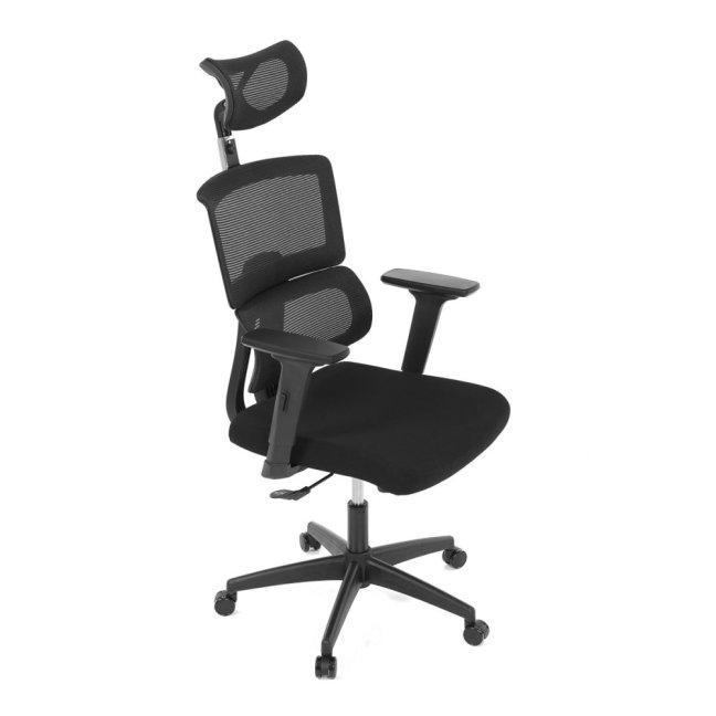 Kancelářská otočná židle BOREK — síť / látka, černá