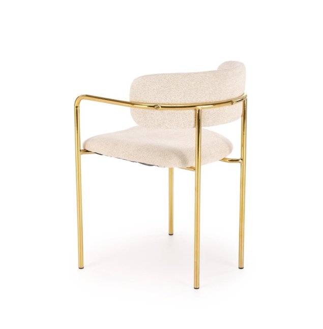Jídelní křeslo LADONE — kov, látka, zlatá / krémová