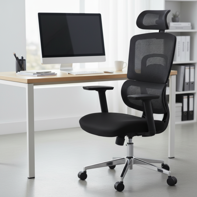 Kancelářská ergonomická židle Neoseat GARY — síť / látka, černá, nosnost 150 kg