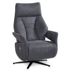 TV křeslo WAGNER otočné s elektrickým polohováním — látka, šedá