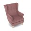 Relaxační křeslo ušák MAVEN — masiv, látka, přírodní / růžová