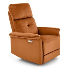 Relaxační křeslo SEMIR s elektrickým polohováním — látka, skořicová