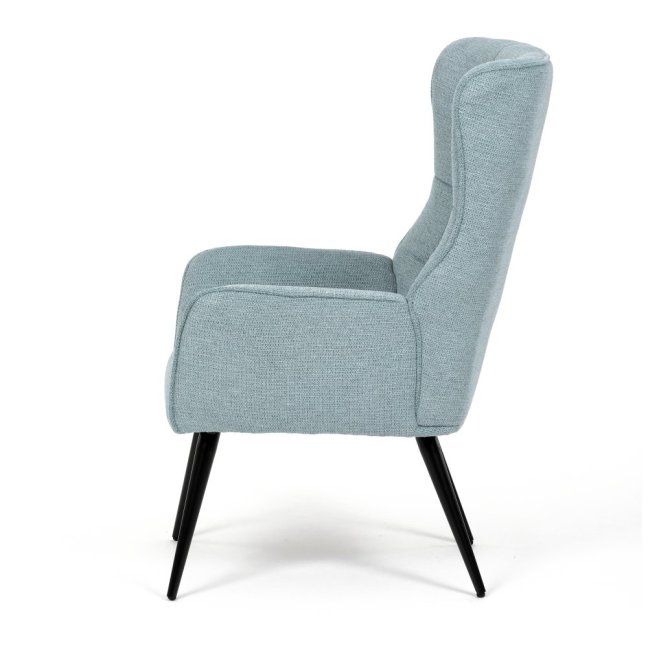 Relaxační křeslo ušák LOYD — látka, černá / mentolová