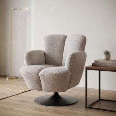 Relaxační otočné křeslo FRESH — kov, látka, béžová