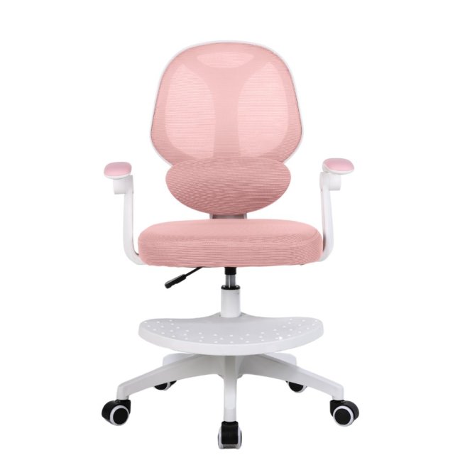 Dětská otočná židle Neoseat JUNI 009 s podnoží — látka, růžová