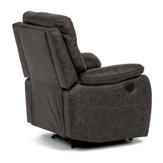 Relaxační křeslo BENNY s elektrickým polohováním — látka, tmavě hnědá
