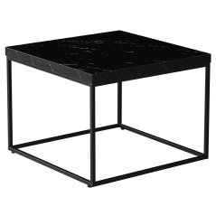 Konferenční stolek PETER — 60x60x45 cm, kov, MDF, dekor černý mramor