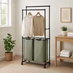 Stojanový věšák TRIS s kolečky — kov, černá