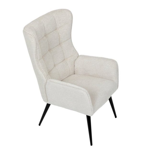 Relaxační křeslo ušák LOYD — látka, černá / béžová