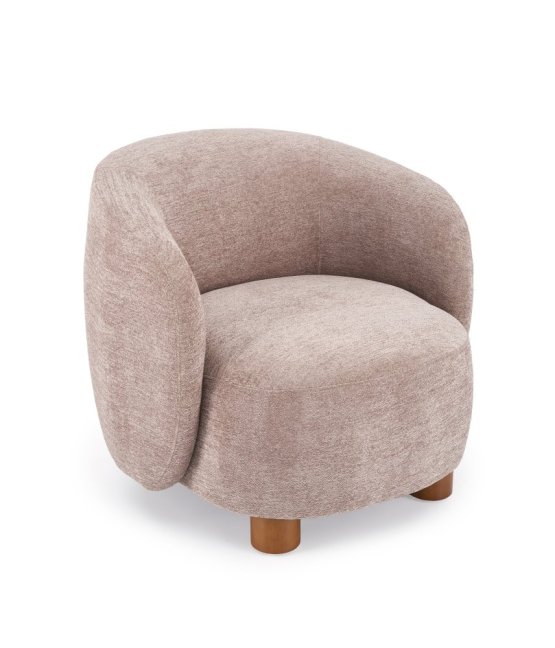 Designové křeslo BAKER — dřevo, látka, béžová