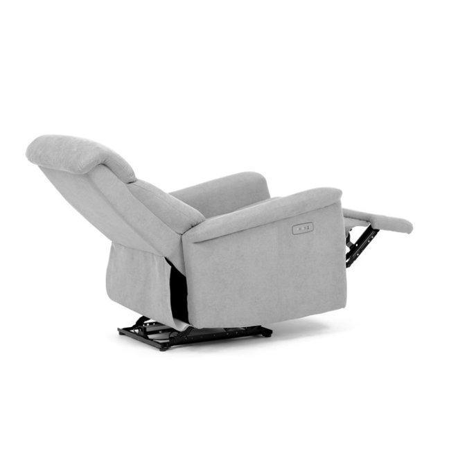 TV křeslo HUGO s elektrickým polohováním — látka, šedá