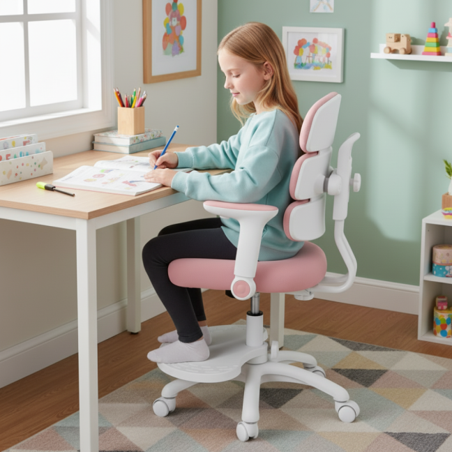 Dětská rostoucí židle Neoseat KIDDY THREE — látka, pratelný potah, růžová
